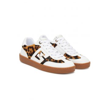Tenisi dama  Leopa - piele naturala - FLTNC2 PEL12 - alb