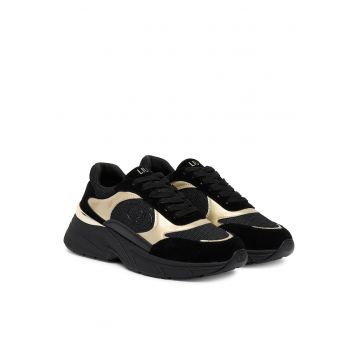 Tenisi dama  S1189 LJ01 BF5017 PX031 - negru/auriu - piele naturala