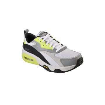 Pantofi sport cu insertii de piele Skech-Air Extreme 2 - Alb/Negru/Verde lime