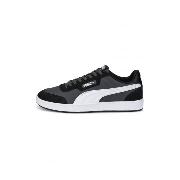 Pantofi sport de piele cu garnituri de piele intoarsa Court Guard - Alb/Negru/Negru stins