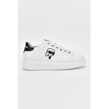 Pantofi sport de piele cu logo - Alb
