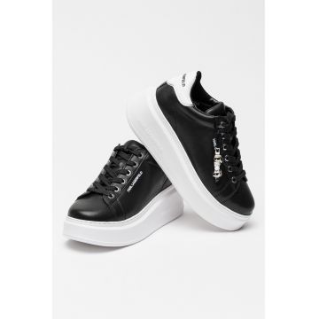 Pantofi sport din piele cu talpa flatform Anakapri - Alb/Negru