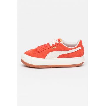 Pantofi sport flatform din piele intoarsa cu logo Mayu - Coral