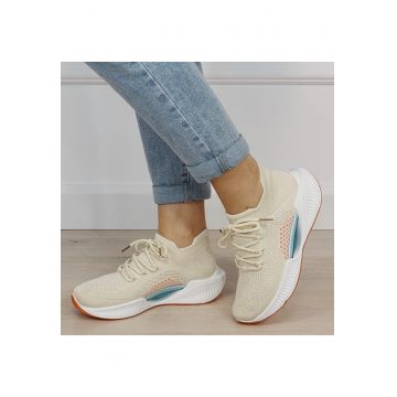 Sneakers bej tip soseta cu platforma 7561 M4 19470 - Bej