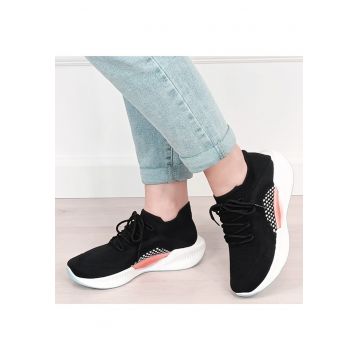 Sneakers negri tip soseta cu platforma 7561 M4 19464 - Negru