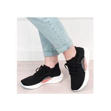 Sneakers negri tip soseta cu platforma 7561 M4 19464 - Negru