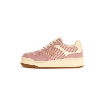 Pantofi sport cu segmente din plasa si piele intoarsa - Roz deschis