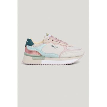 Pantofi sport din piele intoarsa si material textil cu logo - Verde englez/Albastru glaciar/Verde sparanghel/Bej deschis