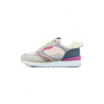 Pantofi sport low-cut cu model colorblock - Gri deschis/Albastru prafuit/Roz prafuit