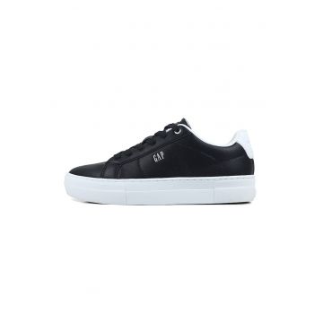 Pantofi sport low-cut de piele ecologica cu logo - Negru