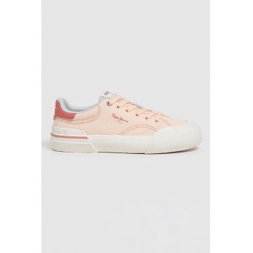 Tenisi cu detalii de piele ecolgica - Piersica/Rosu stins