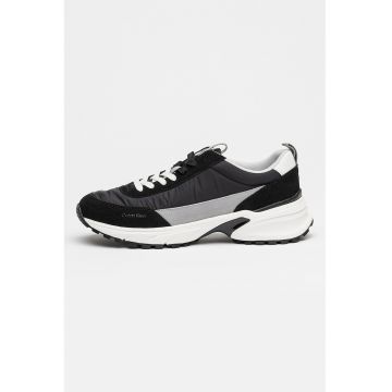 Pantofi sport cu detalii din piele intoarsa Hike Runner - Negru/Gri deschis