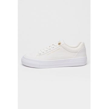 Pantofi sport din panza cu talpa flatform - Alb