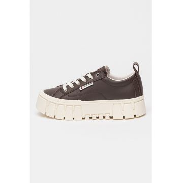 Pantofi sport flatform cu segmente de piele