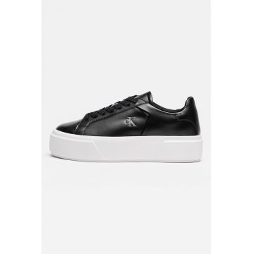 Pantofi sport flatform din piele cu logo Sienna - Negru