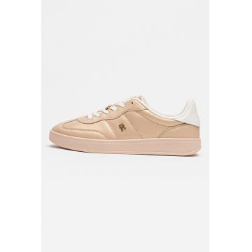 Pantofi sport low-cut din piele - Alb/Auriu