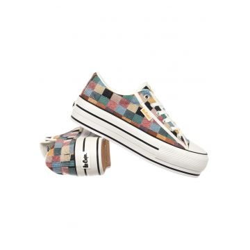 Pantofi dama  sintetic/textil - cu element decorativ - multicolor