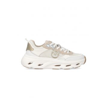 Pantofi sport cu aspect masiv si detalii din piele - Alb murdar/Bej deschis