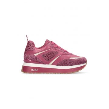 Pantofi sport cu talpa wedge si detalii cu aspect texturat - Fucsia