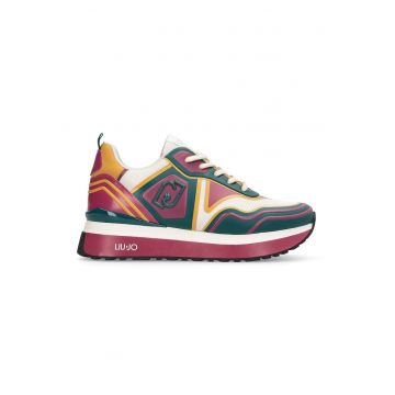 Pantofi sport cu talpa wedge si logo lateral - Multicolor