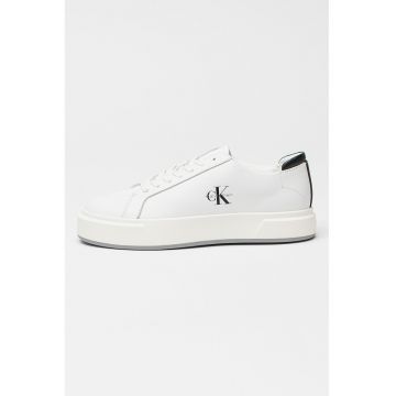 Pantofi sport din piele cu logo - Alb