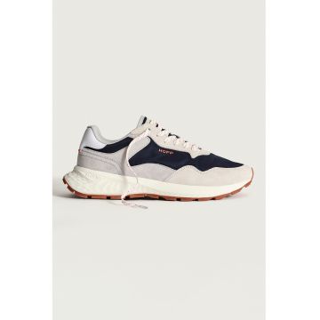 Pantofi sport din piele intoarsa cu logo - Gri/Albastru ultramarin