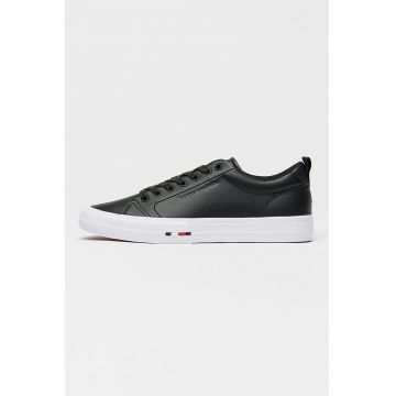 Pantofi sport Harlem de piele cu logo lateral - Negru/Alb optic