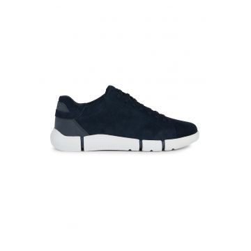 Pantofi sport low-cut din piele intoarsa - Bleumarin