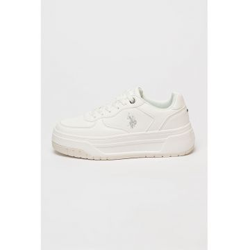 Pantofi sport de piele ecologica cu platforma Elfy - Alb optic