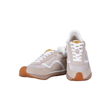 Pantofi sport de piele intoarsa cu garnituri textile 26673 - Bej
