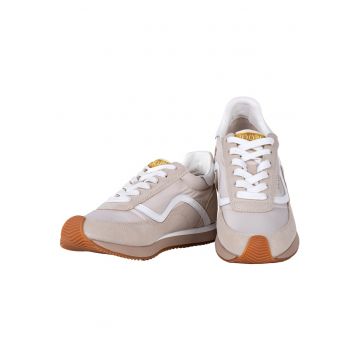Pantofi sport de piele intoarsa cu garnituri textile 26673 - Bej