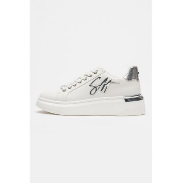 Pantofi sport din piele ecologica Glacial - Alb optic/Argintiu