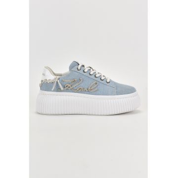 Pantofi sport flatform din denim - Albastru deschis