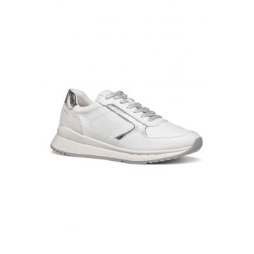 Pantofi sport Octaviee cu insertii din piele intoarsa - Alb/Argintiu