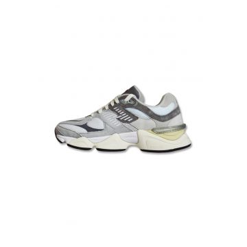 Pantofi sport unisex de piele intoarsa cu garnituri de material textil 9060 - Gri