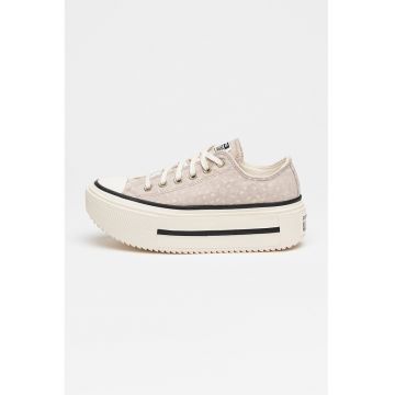 Tenisi low-cut cu talpa flatform Chuck Taylor All Star Lift Double Stack - Gri deschis