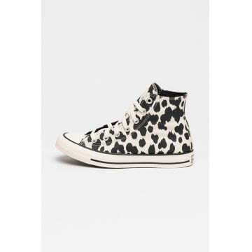 Tenisi mid-cut cu model animal print Chuck Taylor All Star - Alb/Negru