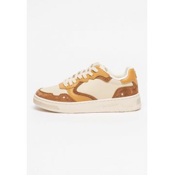 Pantofi sport low-top cu garnituri contrastante de piele si piele intoarsa Elli