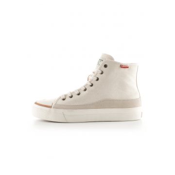 Tenisi high-cut de piele intoarsa si material textil