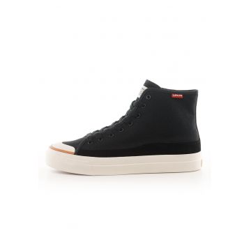Tenisi high-cut de piele intoarsa si material textil