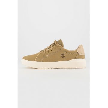 Pantofi sport din piele nabuc cu detaliu logo Seneca Bay - Maro inchis