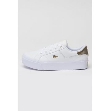 Pantofi sport flatform de piele Ziane - Auriu/Alb optic