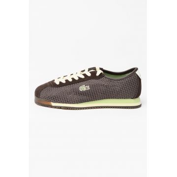 Pantofi sport low-cut cu segmente de piele intoarsa Club - Maro inchis/Verde lime