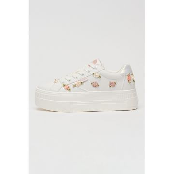 Pantofi sport Paired Rose din bumbac cu platforma - Alb