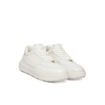 Tenisi dama -  piele naturala - alb - material textil