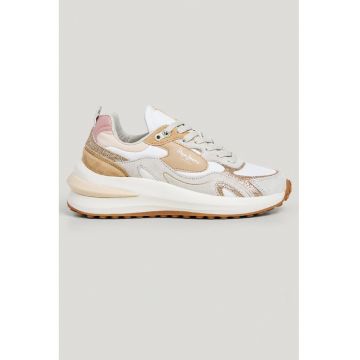 Pantofi sport colorblock cu talpa cu aspect masiv - Auriu/Roz deschis/Portocaliu pal/Alb optic