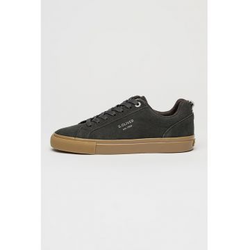 Pantofi sport din piele cu talpa plata - Gri inchis