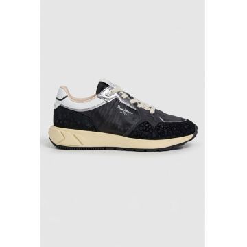 Pantofi sport din piele intoarsa si material textil cu animal print - Gri deschis/Negru stins/Gri antracit