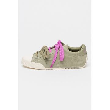 Pantofi sport din piele intoarsa Taylor cu clapa si sireturi decorative - Verde aquamarin