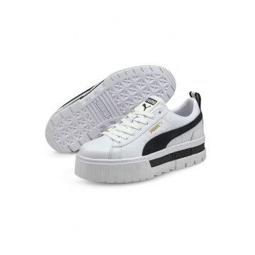 Pantofi sport flatform cu insertii din piele intoarsa Mayze - Alb